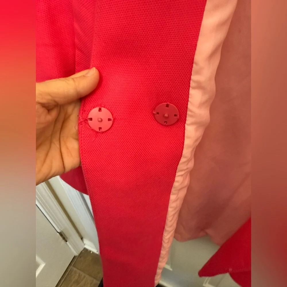 Zara hot pink oversized cotton weave coat size XL Long 3/4 Sleeve - Picture 4 of 7